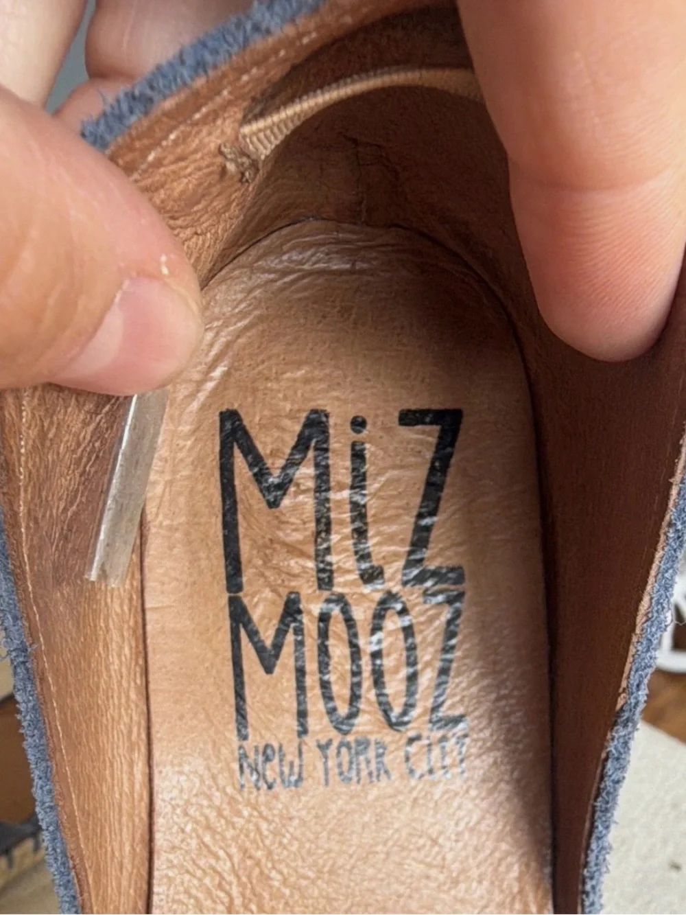 Miz Moon New York City espadrille slip-ons, blue leather size 39 (8.5/9)